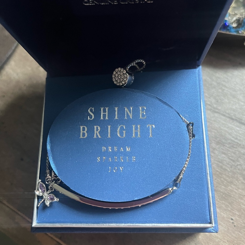New "Shine Bright" Butterfly Charm Lariat Bracelet